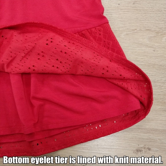 MATILDA JANE Enchanted Garden Dress Tiered Knit & Eyelet Red Oversized Small - Picture 6 of 13